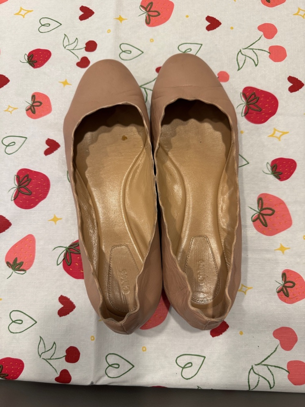 Chloe Scalloped Edge Ballet Flats in Nude Pink